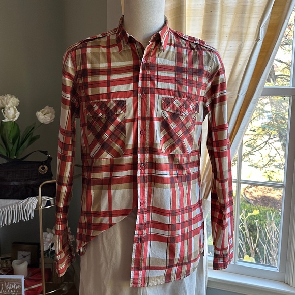 Burberry Brit Men's Nova Check Plaid Long Sleeve Button Down Shirt - Picture 3 of 5